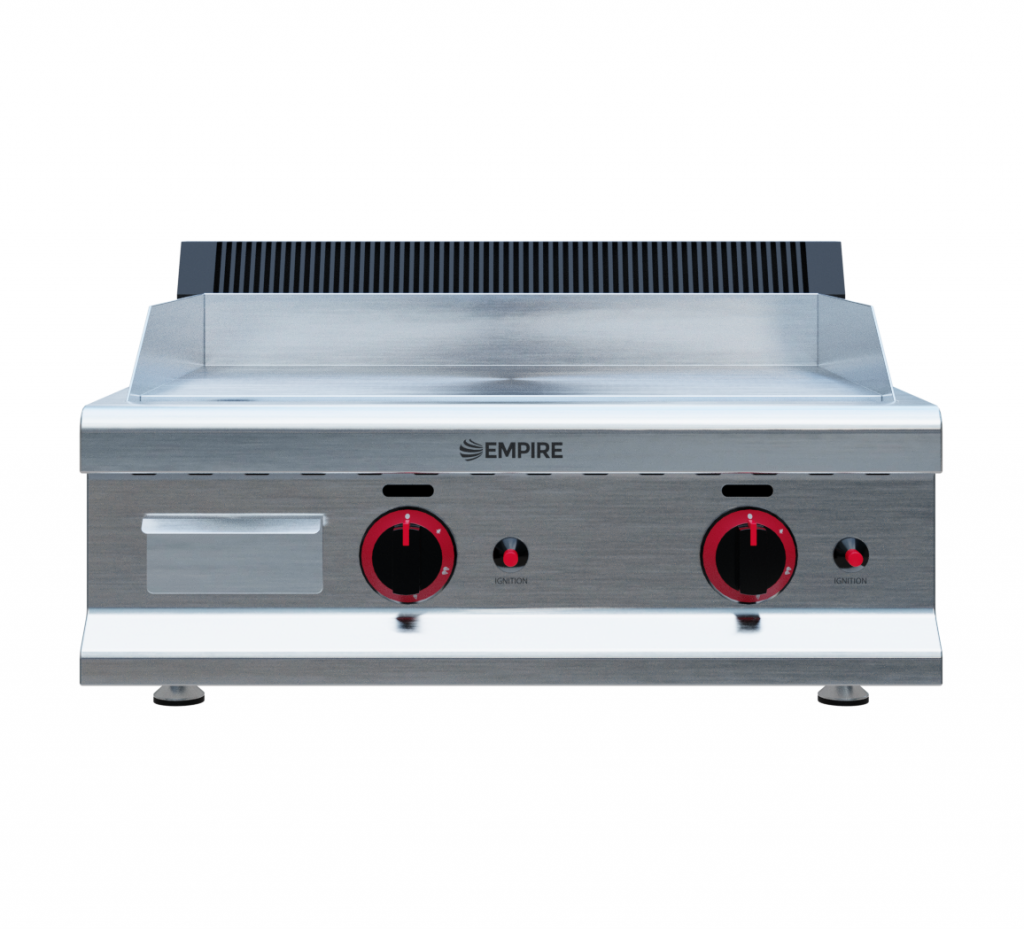 Empire 2 Burner Gas Griddle Smooth Chrome – 650mm LPG & Nat Gas 5.6kW Commercial - EMP-GD650-CHROME Gas Griddles Empire