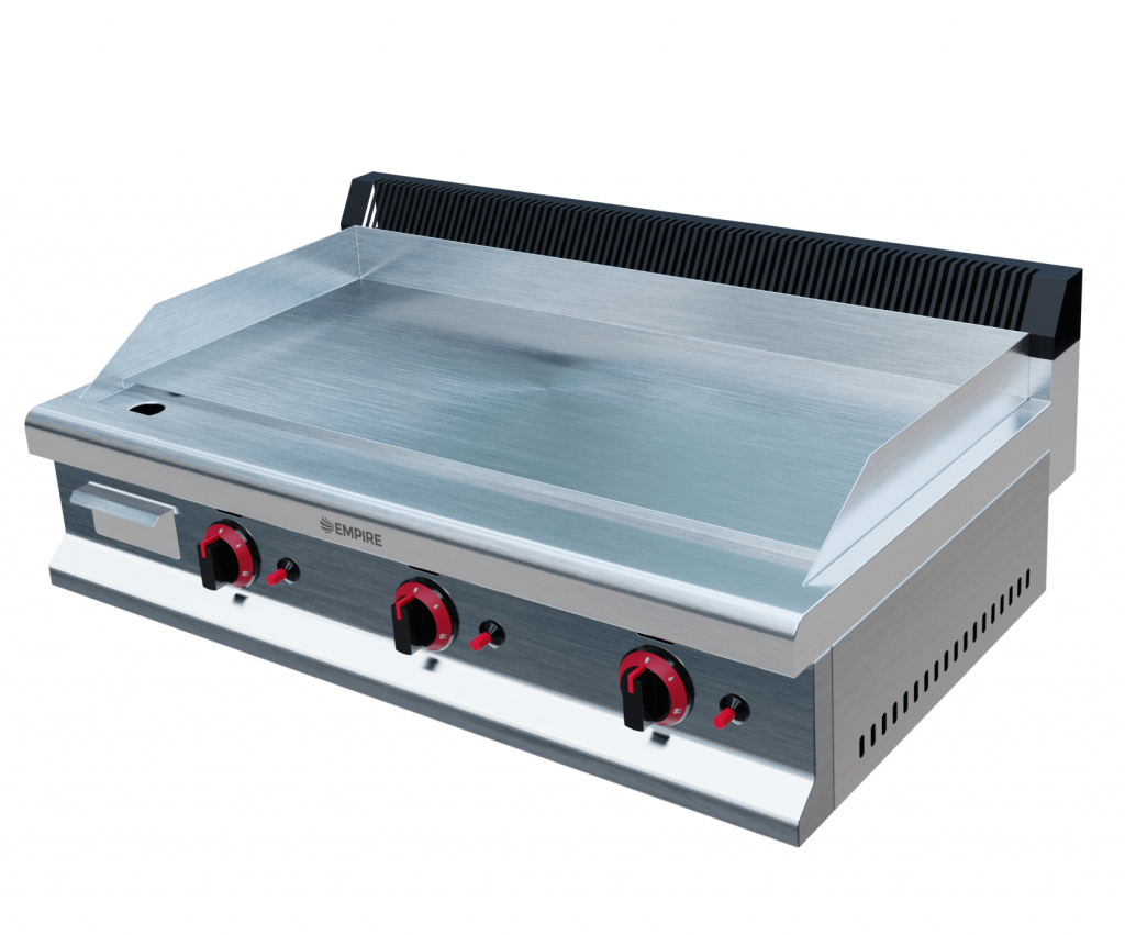 Empire 3 Burner Gas Griddle Smooth Chrome – 950mm LPG & Nat Gas 8.4kW Commercial - EMP-GD950-CHROME Gas Griddles Empire