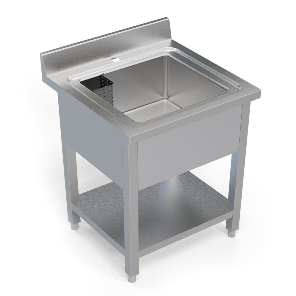 Empire Stainless Steel Commercial Sink Unit – Single Bowl with Undershelf & Splashback 600mm Wide | 600SINK Single Bowl Sinks Empire
