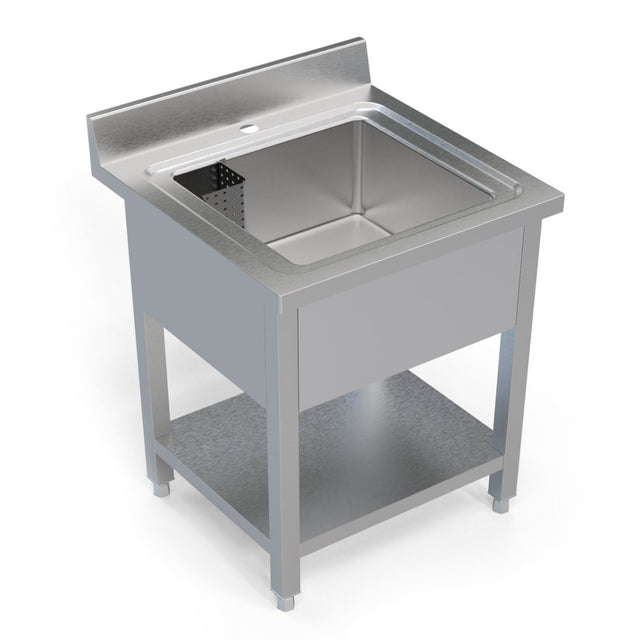 Empire Stainless Steel Commercial Sink Unit – Single Bowl with Undershelf & Splashback 600mm Wide | 600SINK Single Bowl Sinks Empire