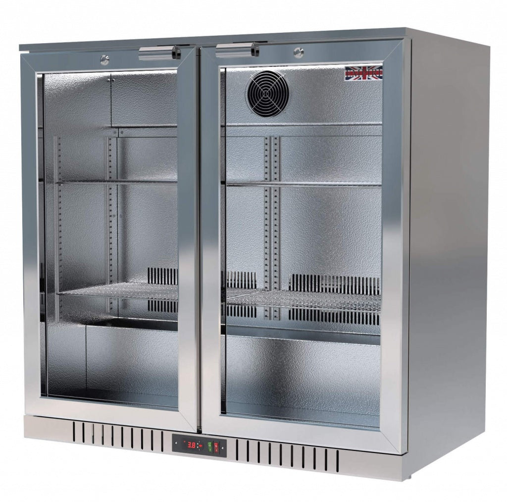 Empire Double Door 208Ltr Bottle Cooler Stainless Steel Hinged Doors