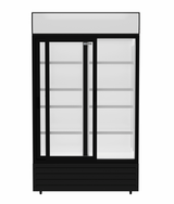Empire Double Sliding Door Display Cooler with Merchandising Canopy - SS-P688WB-B Upright Double Glass Door Chillers Empire   