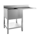 Empire Single Bowl Dishwasher Sink – 1200mm, Right Hand Drainer, Undercounter Space for Dishwasher | EMP-SSSBDWRD-1200 Dishwasher Sinks Empire