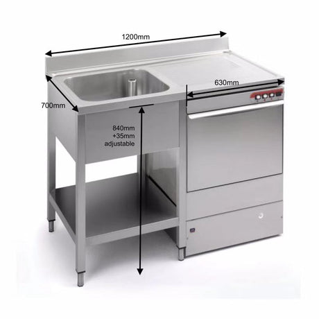 Empire Single Bowl Dishwasher Sink – 1200mm, Right Hand Drainer, Undercounter Space for Dishwasher | EMP-SSSBDWRD-1200 Dishwasher Sinks Empire