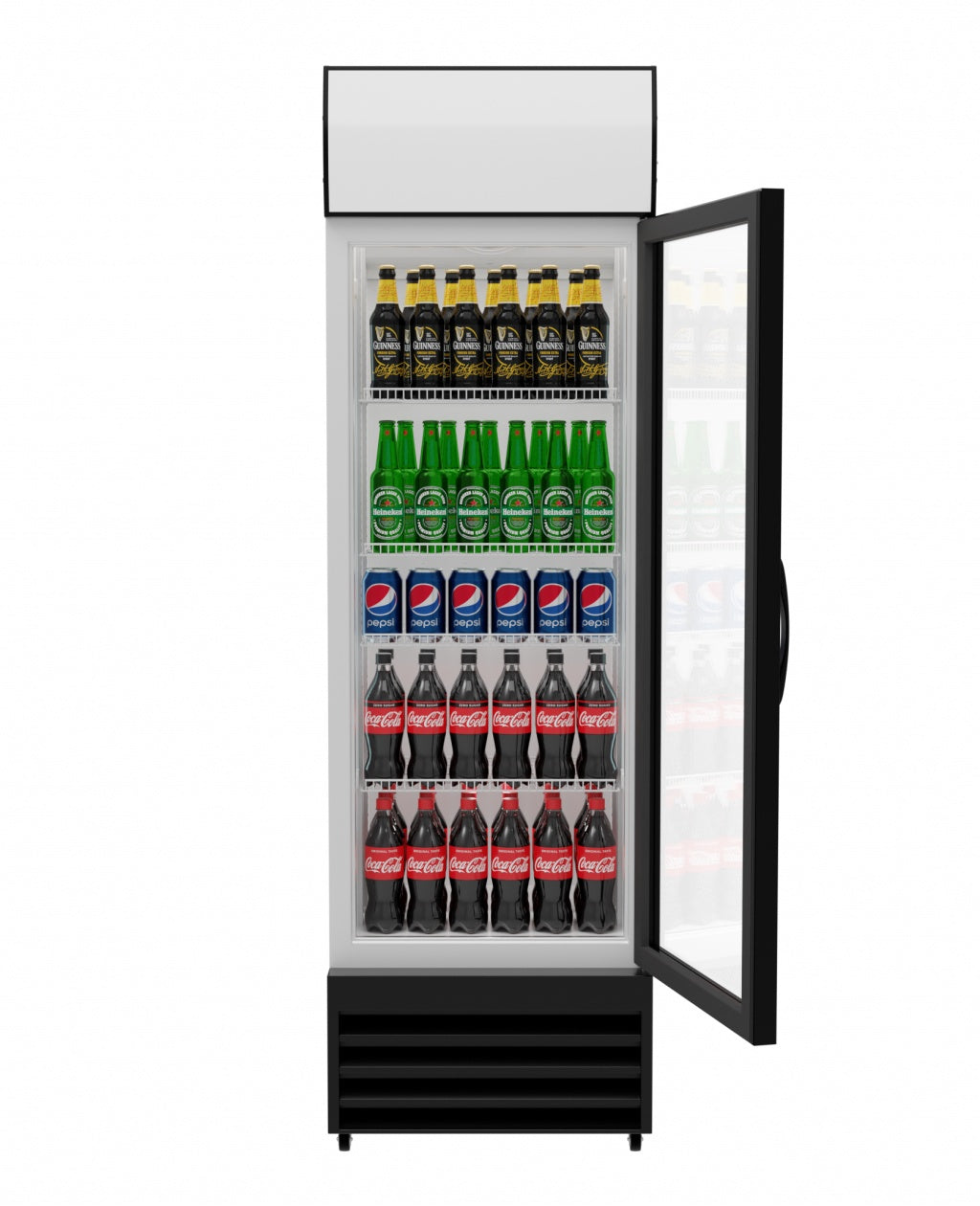 Empire Single Door Display Cooler Fridge with Merchandising Canopy SS