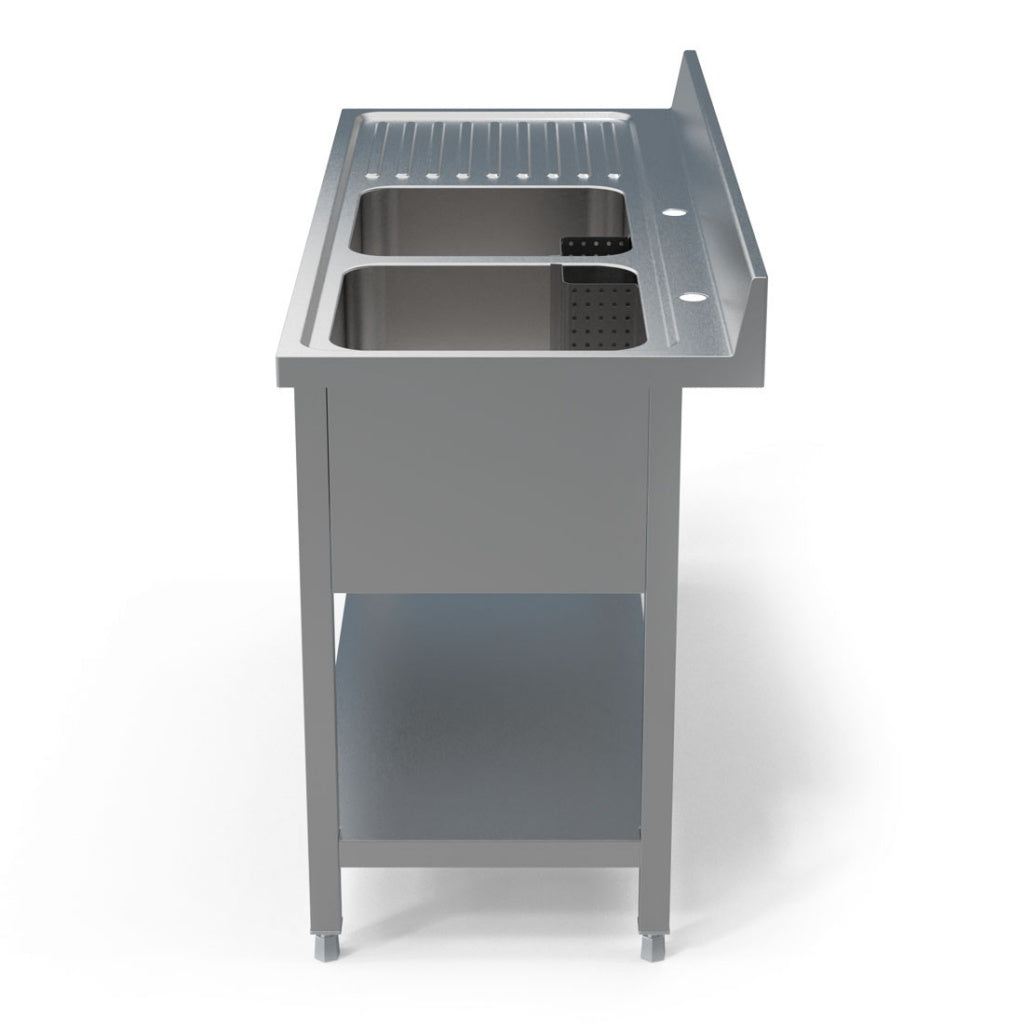 Empire Stainless Steel Commercial Double Bowl Sink – Left Hand Drainer 1400mm Wide | 1400-600LHD Double Bowl Sinks Empire
