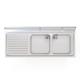 Empire Stainless Steel Double Bowl Sink Left Hand Drainer - 1400-600LHD Double Bowl Sinks Empire   