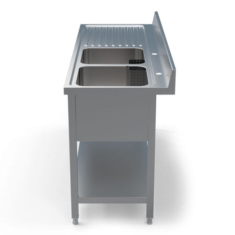 Empire Stainless Steel Commercial Double Bowl Sink – Left Hand Drainer 1600mm Wide | 1600-600LHD Double Bowl Sinks Empire