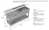 Empire Stainless Steel Commercial Double Bowl Sink – Left Hand Drainer 1600mm Wide | 1600-600LHD Double Bowl Sinks Empire