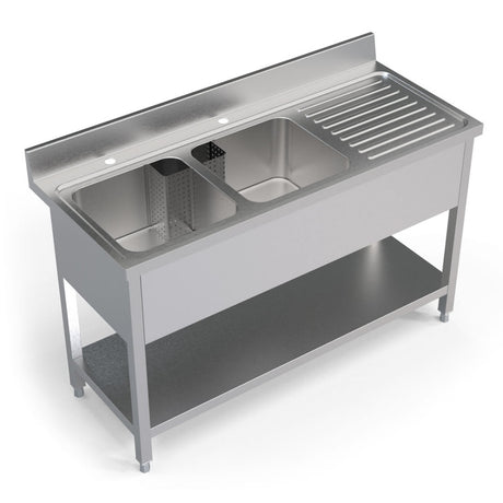 Empire Stainless Steel Double Bowl Sink Right Hand Drainer - 1400-600RHD