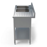 Empire Stainless Steel Double Bowl Sink Right Hand Drainer - 1400-600RHD Double Bowl Sinks Empire   