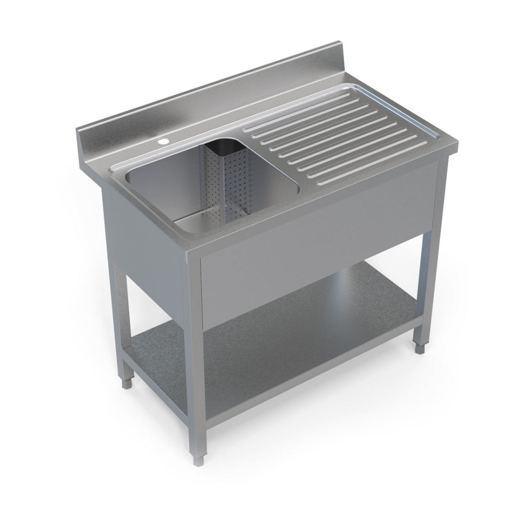 Empire Stainless Steel Commercial Single Bowl Sink – Right Hand Drainer 1000mm Wide | 1000-600RHD Single Bowl Sinks Empire