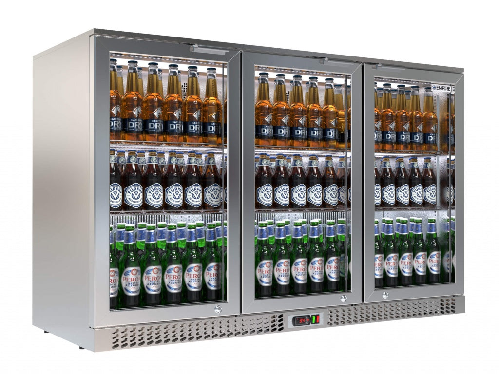 Empire Stainless Steel Triple Door 330Ltr Bottle Cooler Hinged Doors