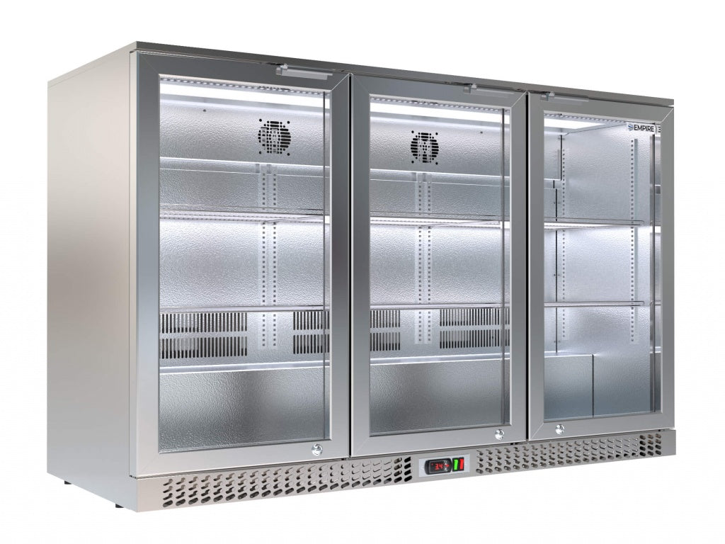 Empire Stainless Steel Triple Door 330Ltr Bottle Cooler Hinged Doors