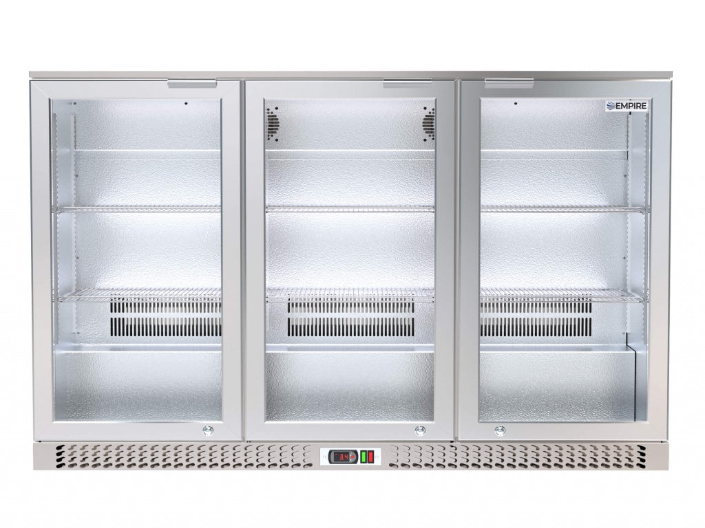 Empire Stainless Steel Triple Door 330Ltr Bottle Cooler Hinged Doors