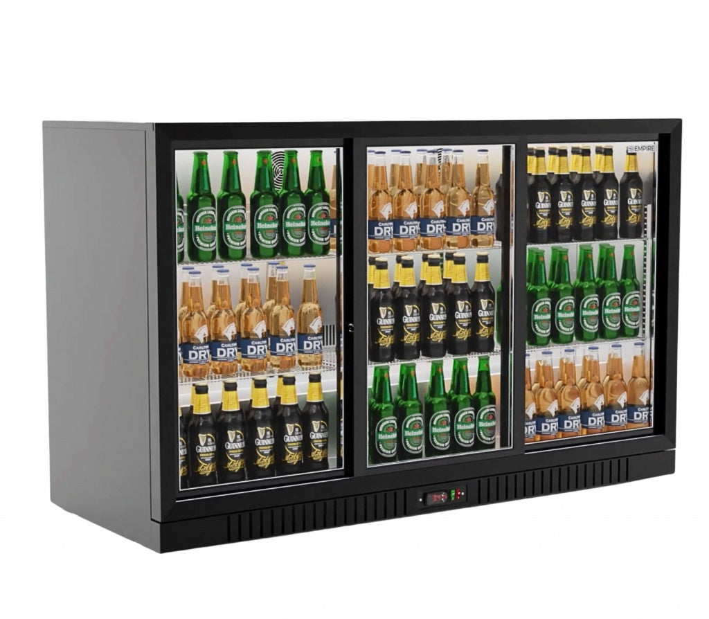 Empire Triple Door 330L Bottle Cooler – Sliding Door Commercial Back Bar Fridge | CL-320S Triple Door Bottle Coolers Empire