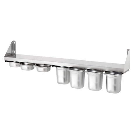Empire Wall Mounted Shelf With 6 GN Pan Under Rail 1200mm - EMP-WM12030E Stainless Steel Wall Shelves Empire   