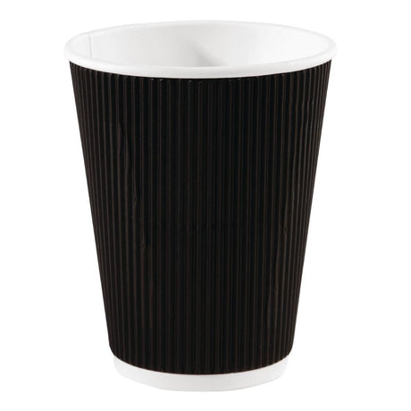 Fiesta Disposable Coffee Cups Ripple Wall Black 340ml / 12oz (Pack of 25) - CM541