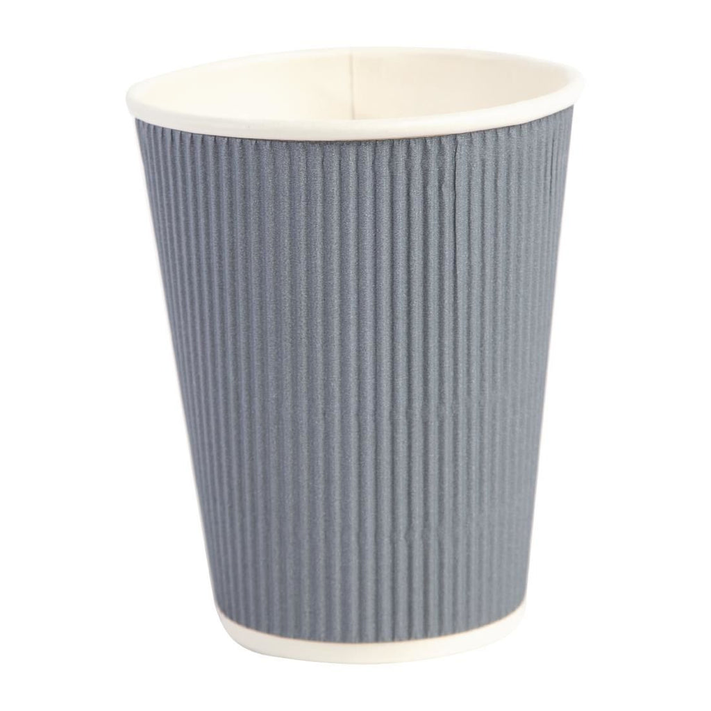 Fiesta Disposable Coffee Cups Ripple Wall Charcoal 340ml / 12oz (Pack of 25) - GP431 Disposable Cups Fiesta   