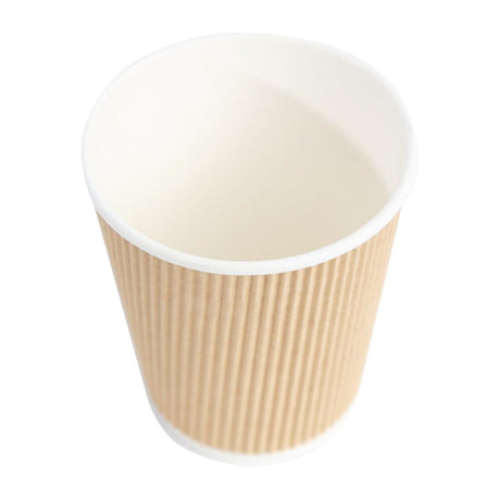 Fiesta Disposable Coffee Cups Ripple Wall Kraft 225ml / 8oz (Pack of 25) - GP443