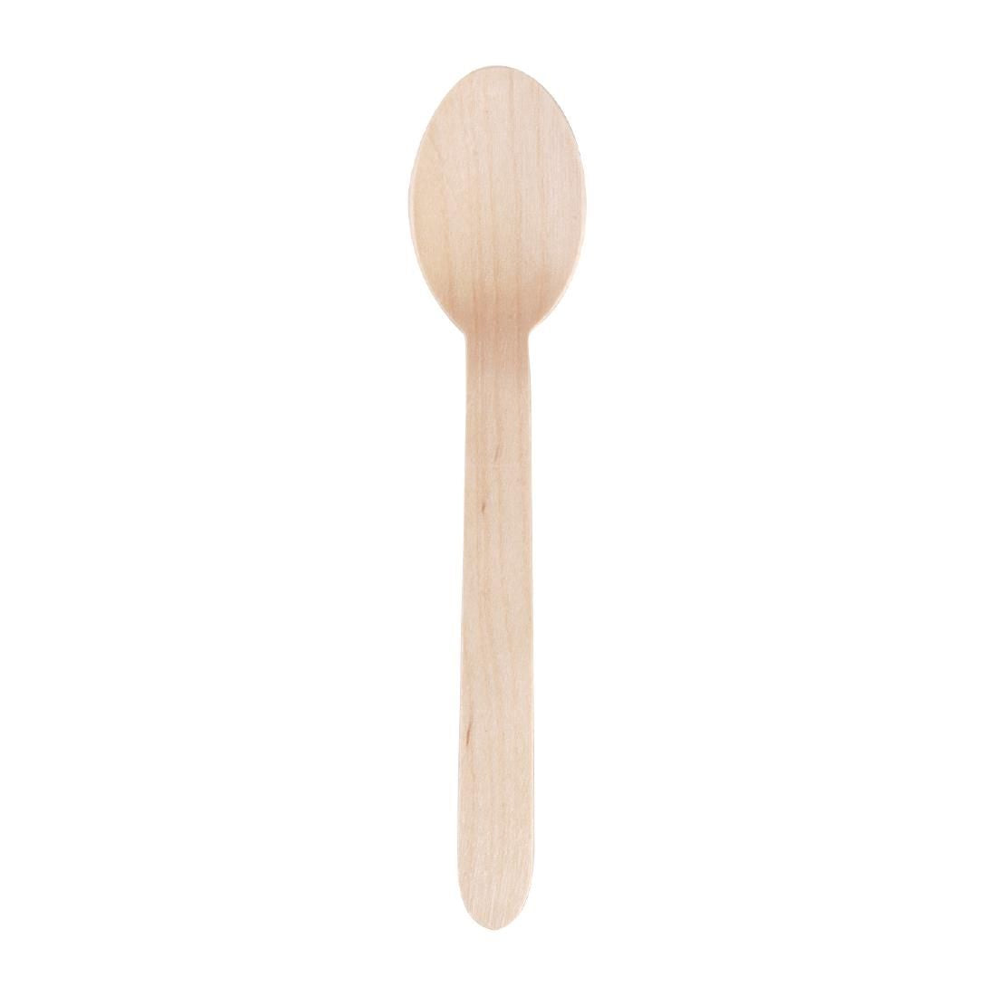 Fiesta Green Biodegradable Disposable Wooden Dessert Spoons (Pack of 100) - CD904 Disposable Cutlery Fiesta Green   