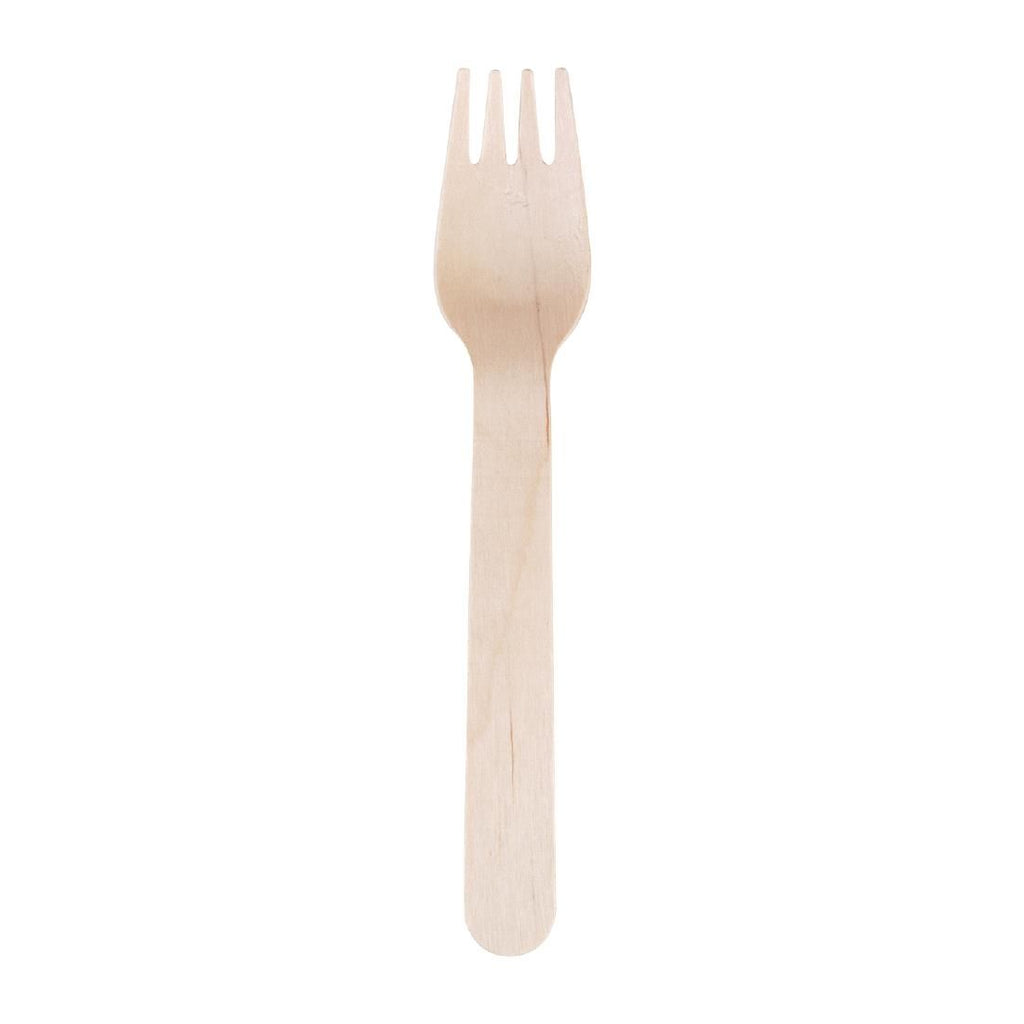 Fiesta Green Biodegradable Disposable Wooden Forks (Pack of 100) - CD903