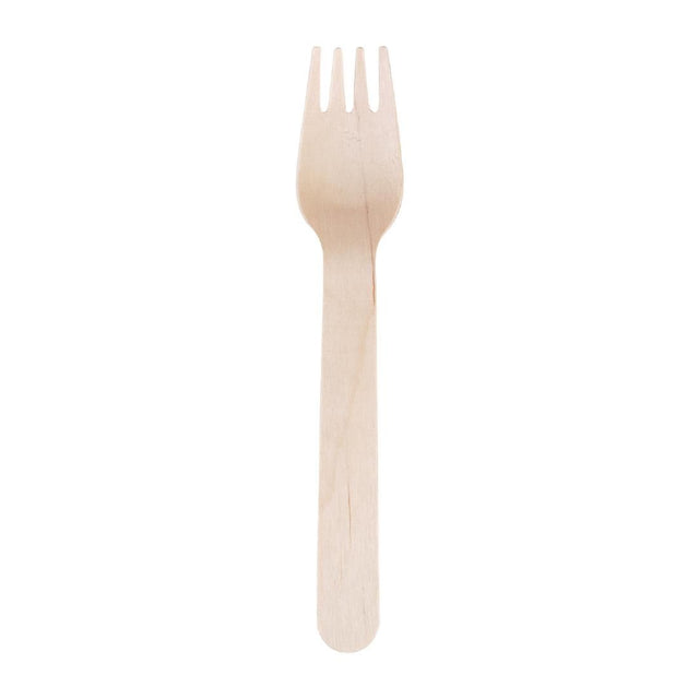 Fiesta Green Biodegradable Disposable Wooden Forks (Pack of 100) - CD903 Disposable Cutlery Fiesta Green   