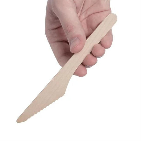 Fiesta Green Biodegradable Disposable Wooden Knives (Pack of 100) - CD902 Disposable Cutlery Fiesta Green   