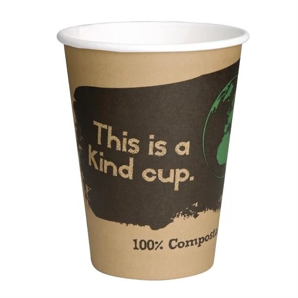 Fiesta Green Compostable Coffee Cups Single Wall 225ml / 8oz (Pack of 50) - DS057 Disposable Cups Fiesta Green   