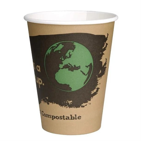 Fiesta Green Compostable Coffee Cups Single Wall 225ml / 8oz (Pack of 50) - DS057 Disposable Cups Fiesta Green   
