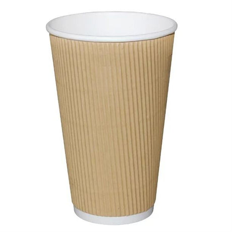 Fiesta Ripple Wall Takeaway Coffee Cups Kraft 455ml / 16oz (Pack of 25) - GF025 Disposable Cups Fiesta   