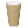 Fiesta Ripple Wall Takeaway Coffee Cups Kraft 455ml / 16oz (Pack of 500) - GF024 Disposable Cups Fiesta   