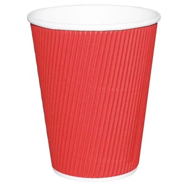 Fiesta Ripple Wall Takeaway Coffee Cups Red 225ml / 8oz (Pack of 25) - GP424 Disposable Cups Fiesta   