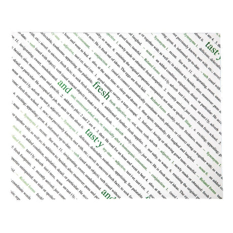 Greaseproof Paper Sheets Fresh and Tasty Print 255 x 203mm (Pack of 500) - GK975 Greaseproof Paper Non Branded   