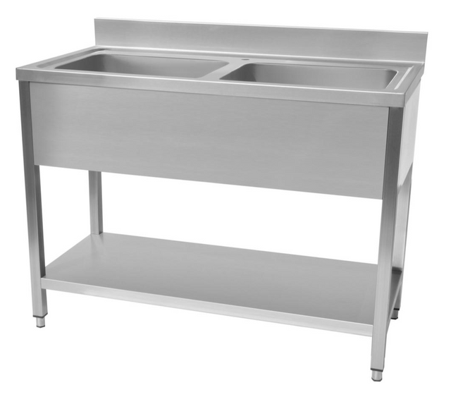 Hamoki Stainless Steel Double Bowl Midi Pot Wash Sink 1200mm Wide - 231047 Pot Wash Sinks Hamoki   