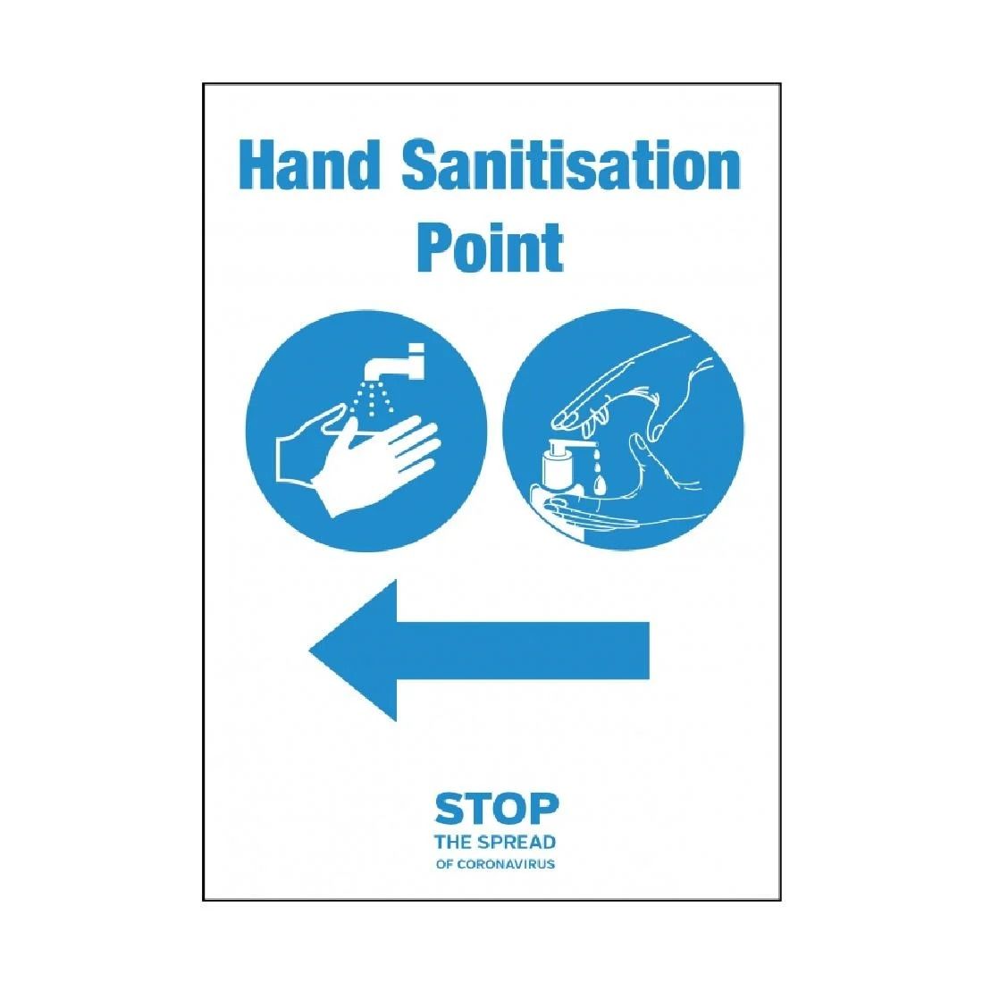 Hand Sanitisation Point Arrow Left Self-Adhesive Sign A4 - FN850 Guidance Posters & Floor Graphics Unbranded   