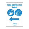 Hand Sanitisation Point Arrow Left Self-Adhesive Sign A5 - FN849 Guidance Posters & Floor Graphics Unbranded   