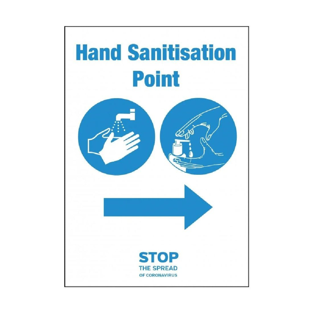 Hand Sanitisation Point Arrow Right Self-Adhesive Sign A5 - FN847 Guidance Posters & Floor Graphics Unbranded   