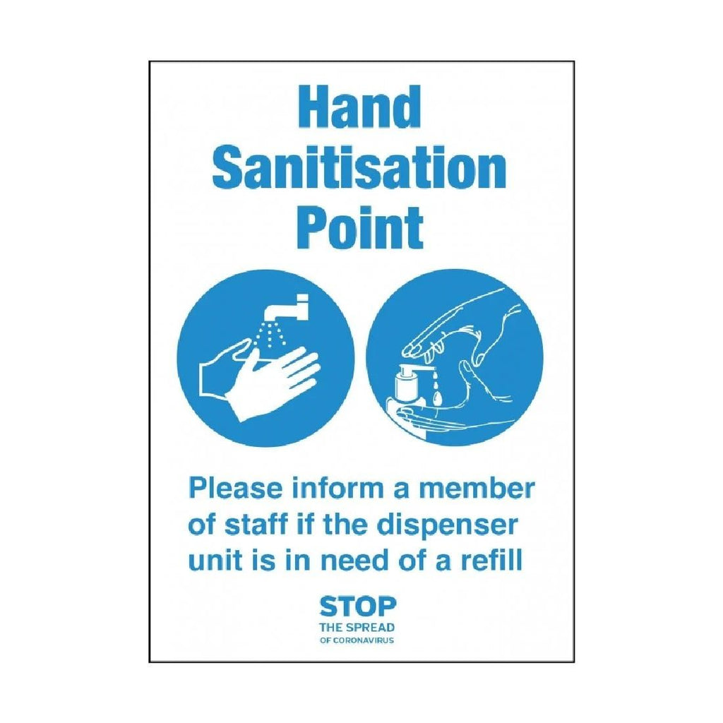 Hand Sanitisation Point Self-Adhesive Sign A4 - FN846 Guidance Posters & Floor Graphics Unbranded   