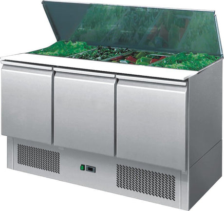 Ice-A-Cool ICE3850GR 3 Door Refrigerated Saladette Prep Counter 380 Litres Pizza Prep Counters - 3 Door Ice-A-Cool   