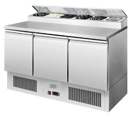 Ice-A-Cool ICE3853GR 3 Door Refrigerated Saladette Prep Counter 380 Litres Pizza Prep Counters - 3 Door Ice-A-Cool   
