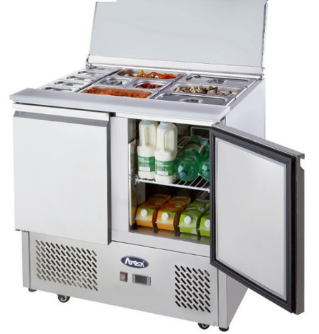 Ice-A-Cool Stainless Steel Two Door Sliding Pizza Prep Counter - ICE3800GR Saladette Counters Ice-A-Cool   