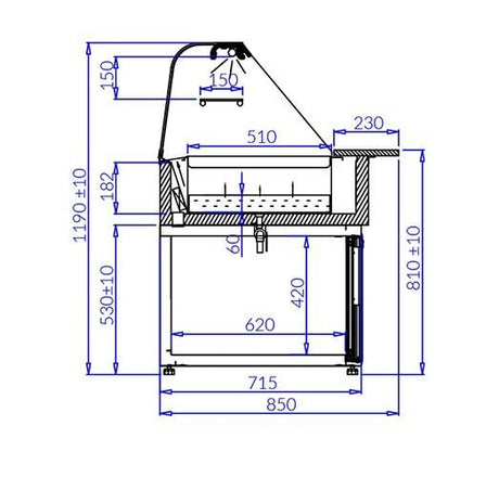 Igloo Casia Hot Bain Marie Curved Glass Display Counter 1700mm Wide - CASIA1.7H Standard Serve Over Counters Igloo   