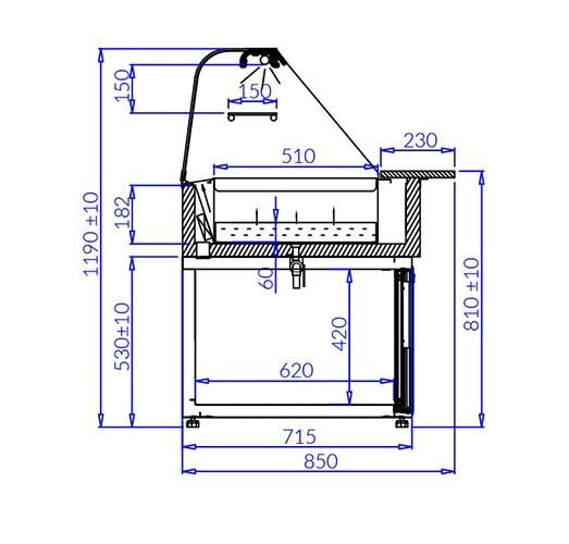 Igloo Casia Hot Bain Marie Curved Glass Display Counter 990mm Wide - CASIA1.0H Standard Serve Over Counters Igloo   