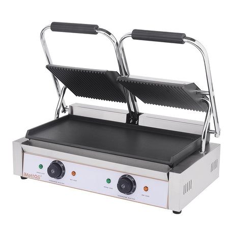 iMettos Contact Grill Twin / Ribbed Top & Smooth Bottom  - 101019 Contact Grills & Panini Makers iMettos   