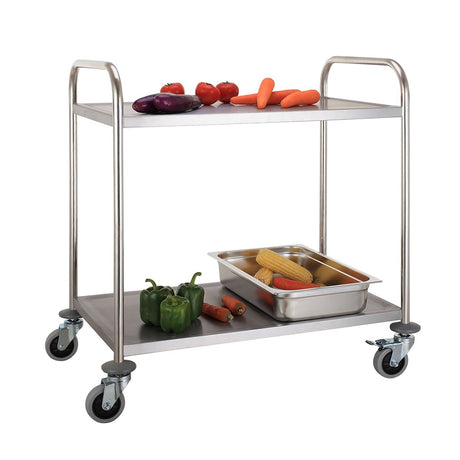 Hamoki Service Trolley 2 Tier With Round Tube - 301003 Stainless Steel Dining Trolley Hamoki   