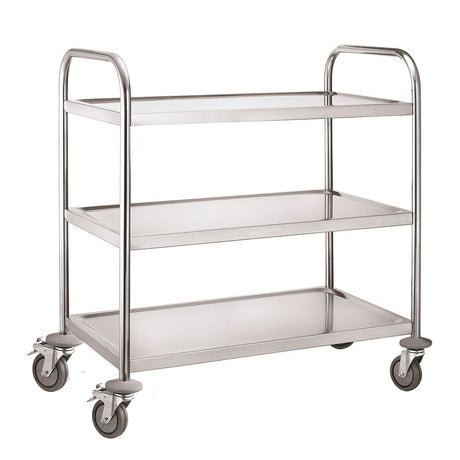Hamoki Service Trolley 3 Tier With Round Tube - 301004 Stainless Steel Dining Trolley Hamoki   