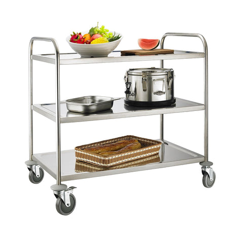Hamoki Service Trolley 3 Tier With Round Tube - 301004 Stainless Steel Dining Trolley Hamoki   