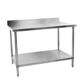 Hamoki Stainless Steel Table With Backsplash Width 1200mm - 141008 Stainless Steel Wall Tables Hamoki   