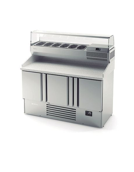 Infrico Compact Gastronorm Counter with Granite Worktop and Prep Top - ME1003VIP Pizza Prep Counters - 3 Door Infrico   